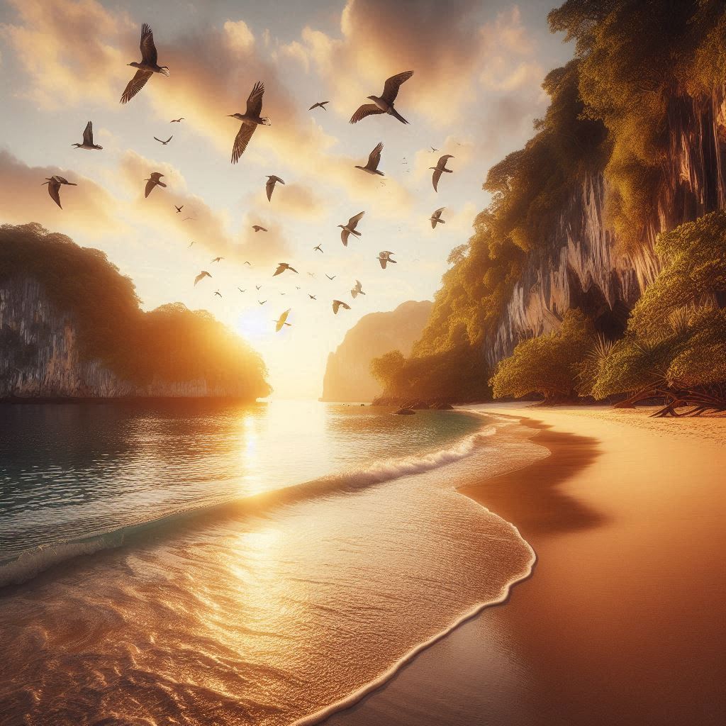 夕焼けと空と海