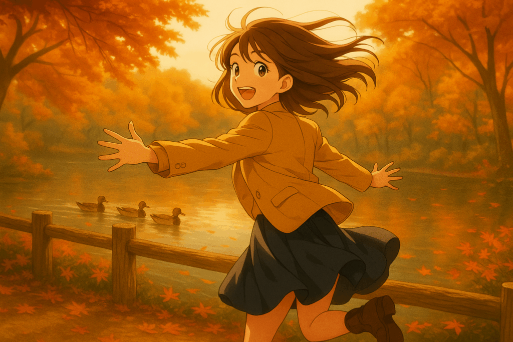 風花が振り返って呼びかける