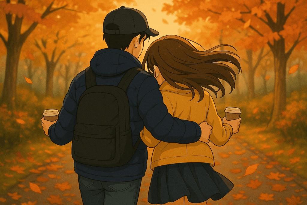 夕暮れ、寄り添うふたり