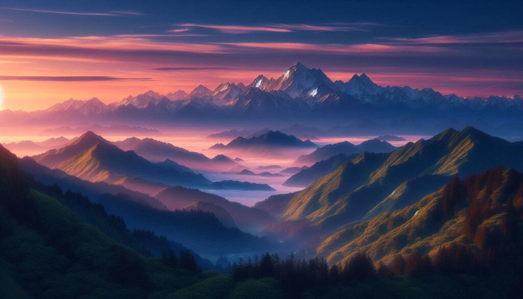 雲海と雪山の峰々