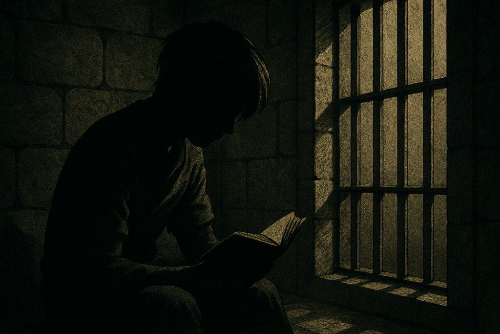 檻に閉じ込められた少年