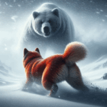 栗駒山の夜、赤カブトと対峙する若き熊犬リキ