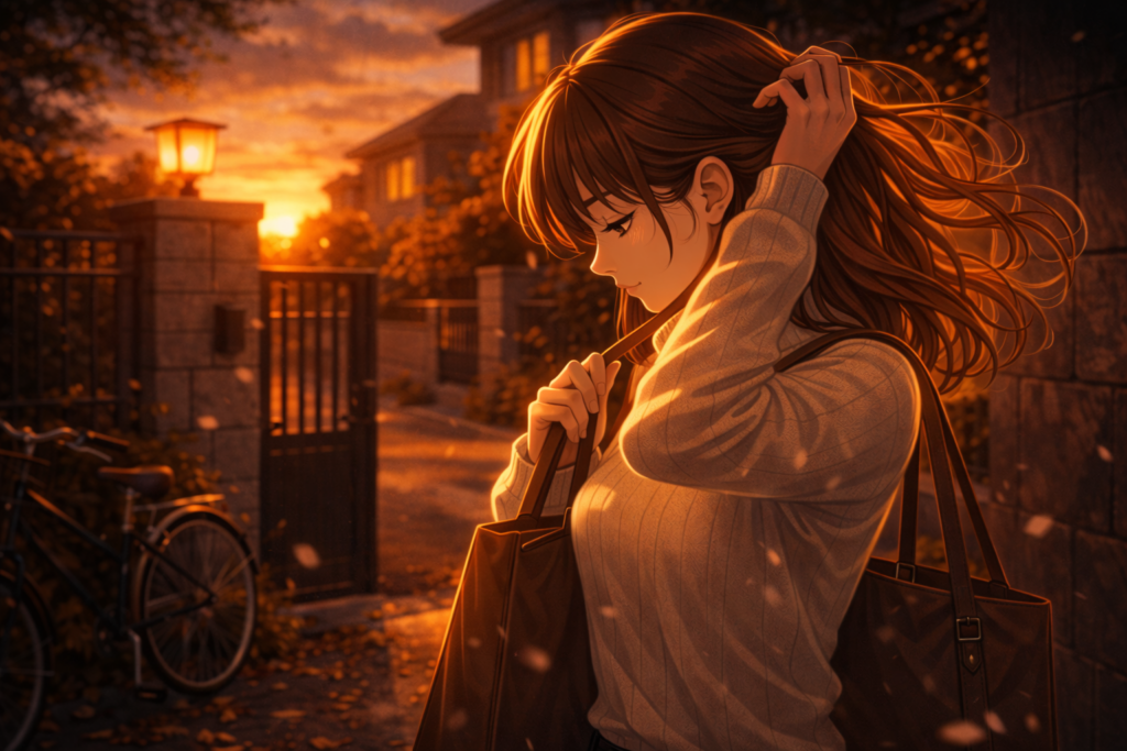 髪をかきあげる