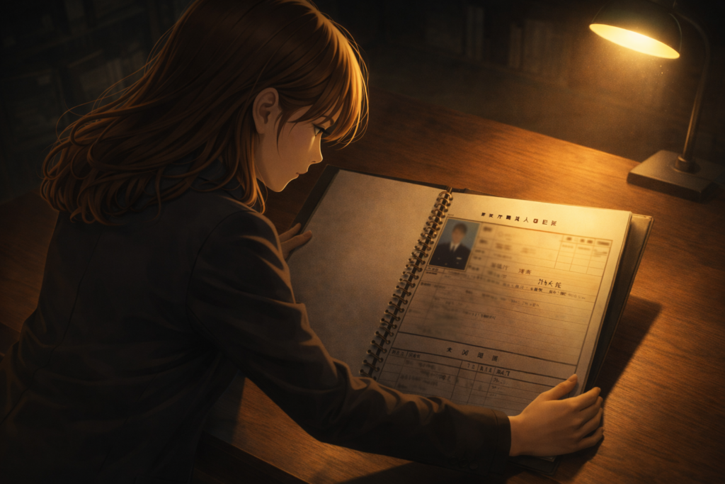 机の上での人事記録