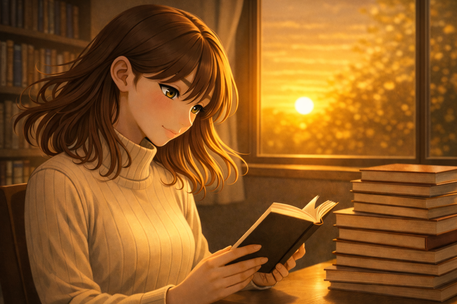夕暮れ時の読書タイム